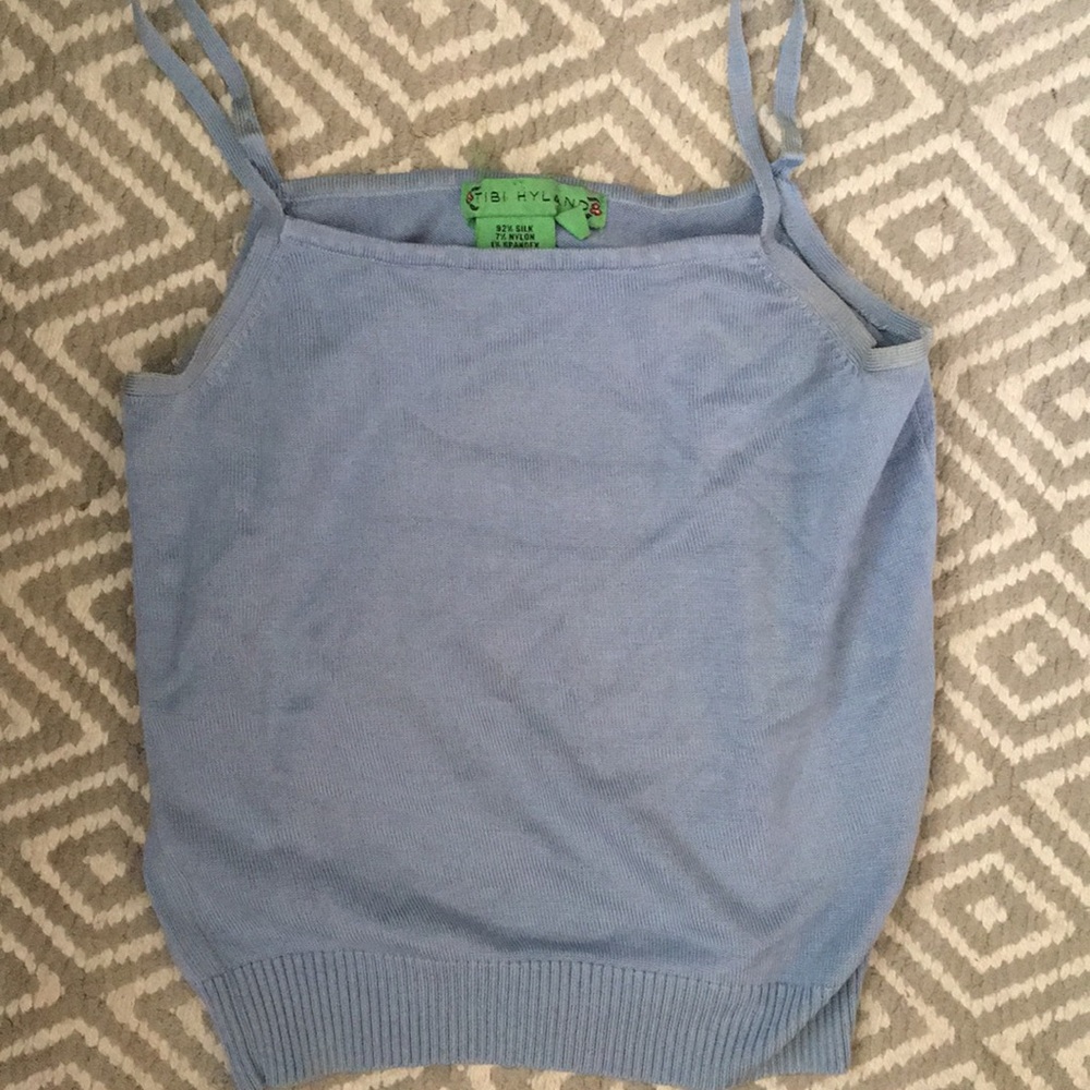 Tibi Hyland Cornflower Blue Silk Tank Sweater